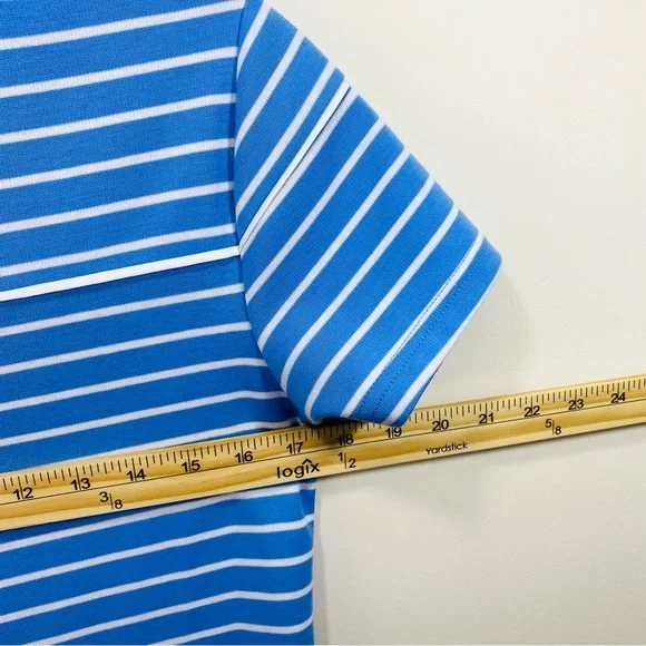 STS Sail To Sable Shift Dress Womens S Blue Striped Short Sleeve Crew Neck Coast - Picture 7 of 9